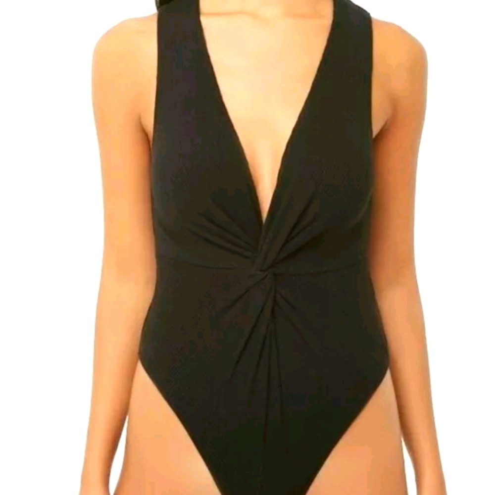 Nwt Forever 21black Small Ribbed Knott Twist Bodys
